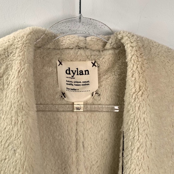 Dylan Los Angeles Faux Sherpa Suede Vest Open Front Brown M - Picture 2 of 9